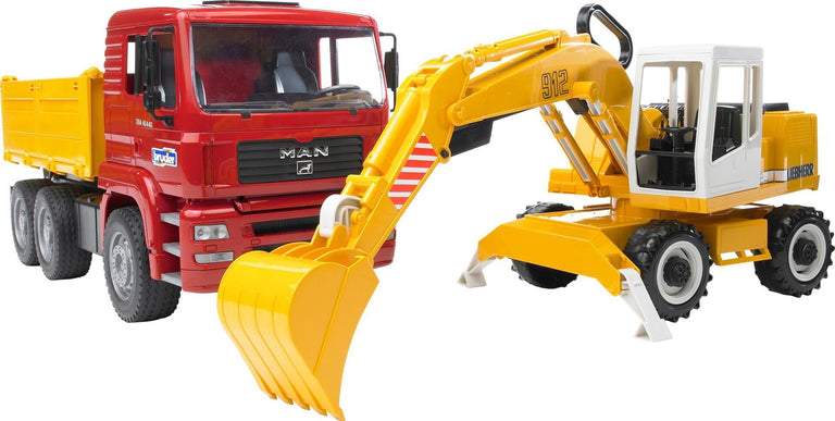 Bruder 02751 MAN TGA Kipper+Liebherr Schaufelbagger
