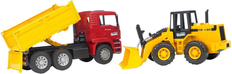 Bruder 02752 MAN TGA Kipp-LKW + Gelenkradler FR 130