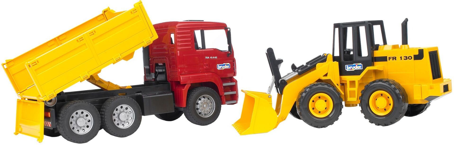 Bruder 02752 MAN TGA Kipp-LKW + Gelenkradler FR 130 - Bild 1