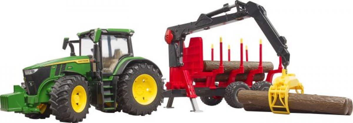 Bruder 03154 John Deere 7R 350 mit Rückeanhänger und 4 Baumstämmen - Bild 1