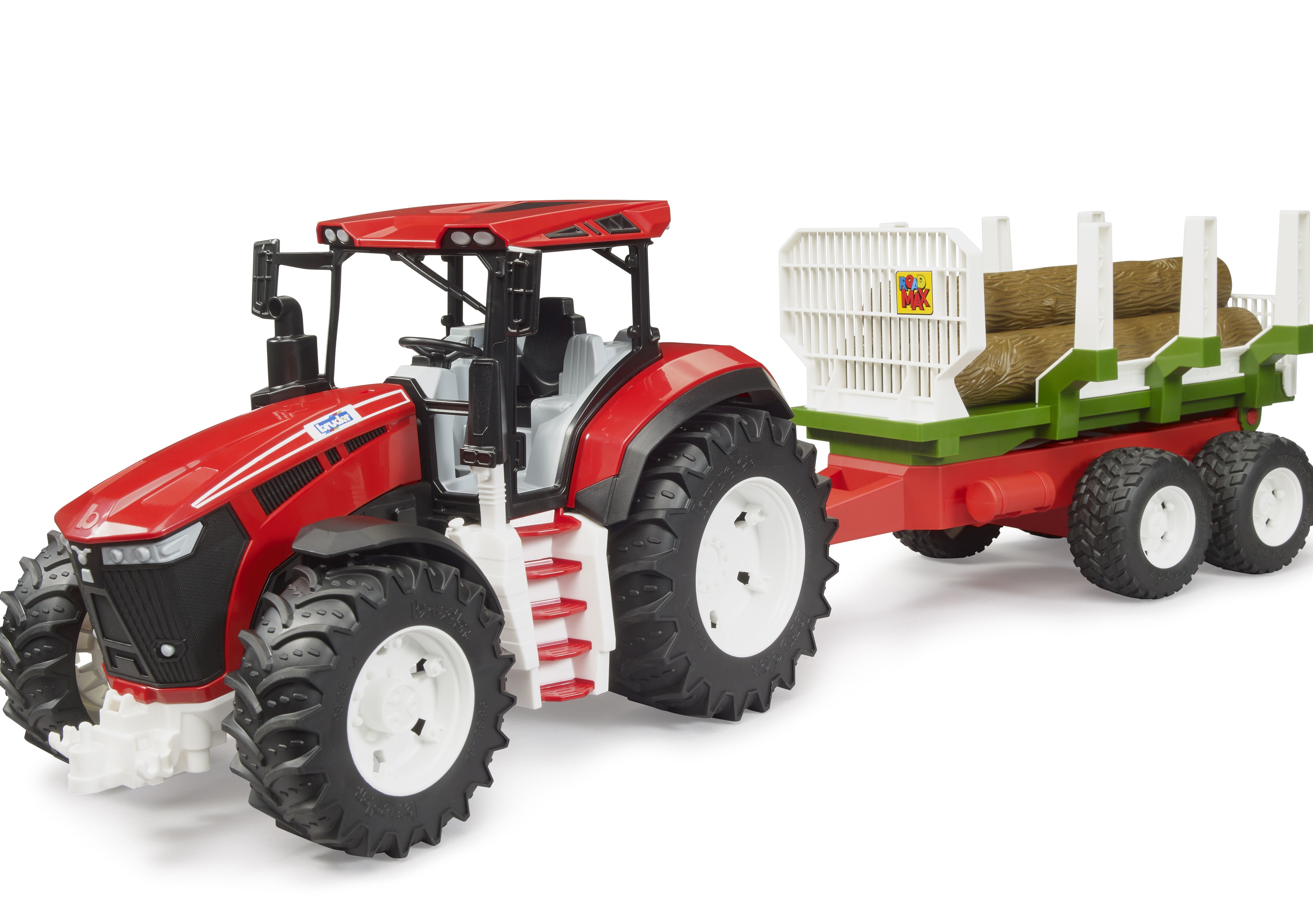 Bruder 03453 ROADMAX Traktor mit Rückeanhänger / 3 Baumstämme - Bild 1
