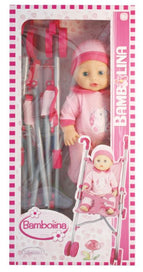 Puppe Bambolina 36cm mit Buggy