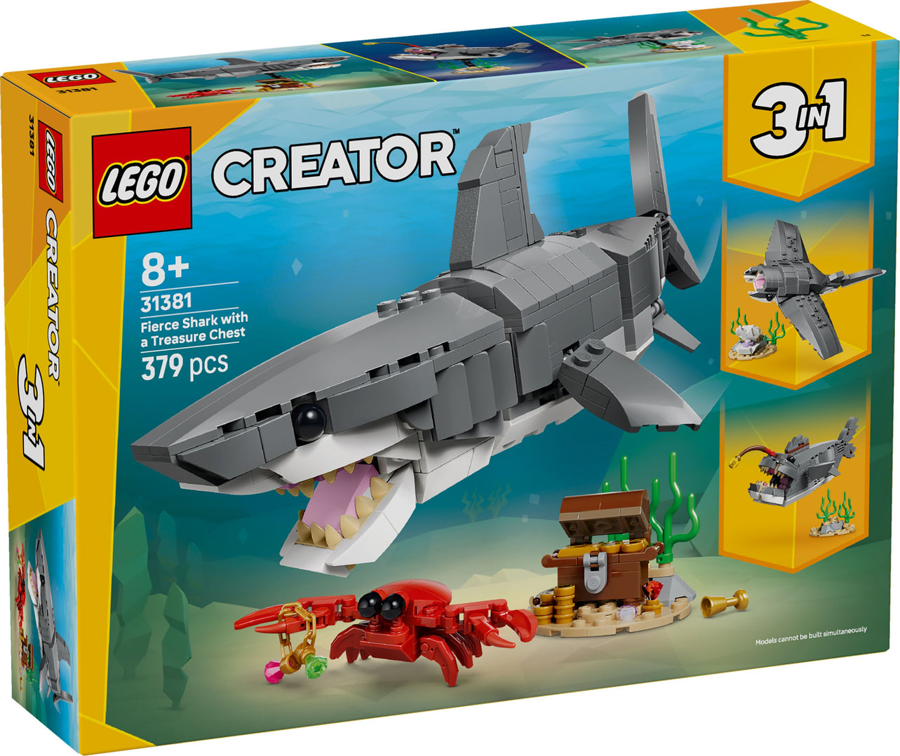 LEGO Creator 3-in-1 Wilder Hai mit Schatztruhe 31381