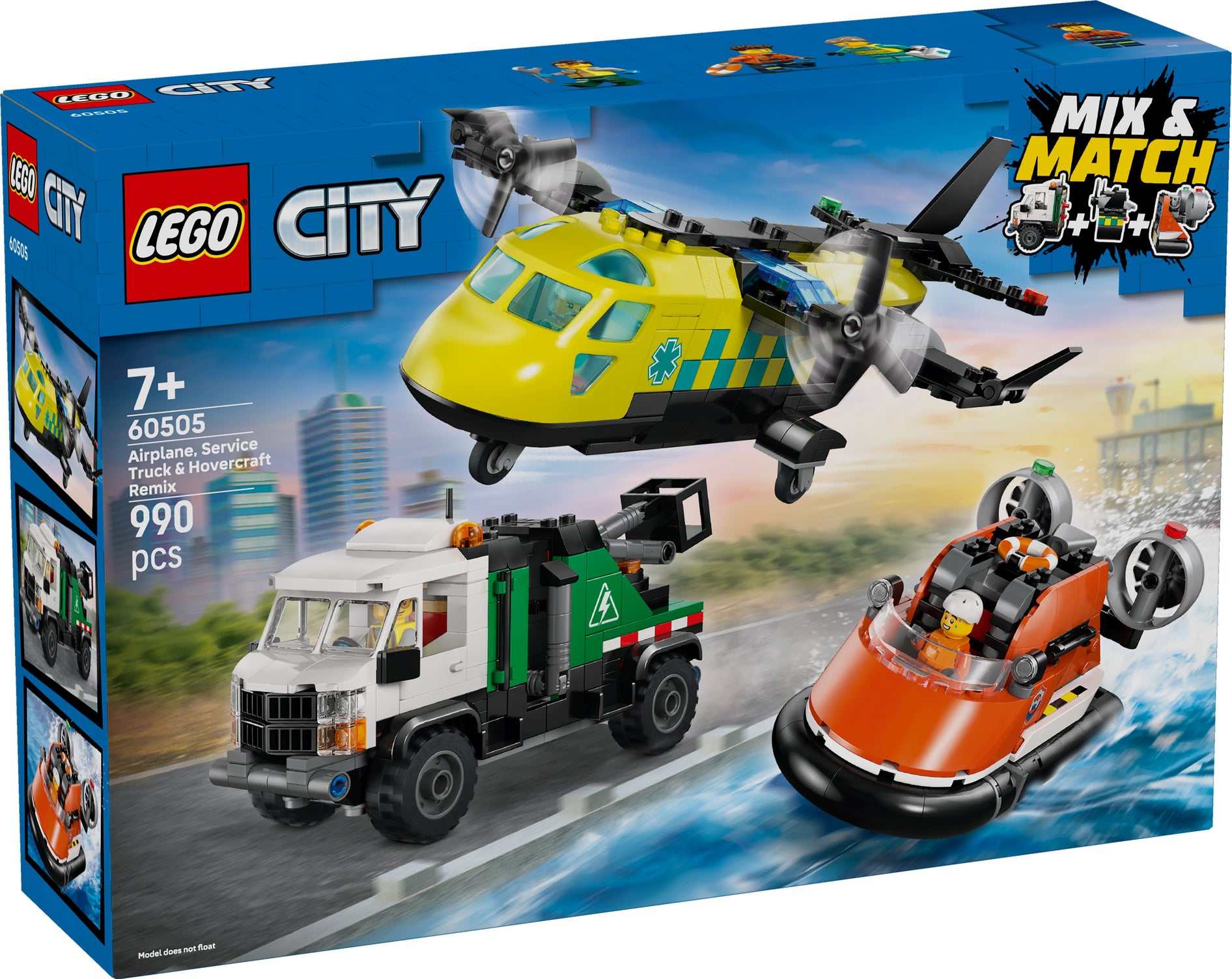 LEGO City Kombinationsset mit Flugzeug, Wartungsfahrzeug und Luftkissenboot 60505