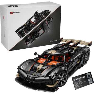 Verpackung und fertiges Modell des Koenigsegg Sadair's Spear nebeneinander