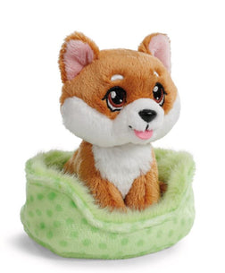 Nici Sleeping Pets Hund Shiba Inu im grünen Körbchen