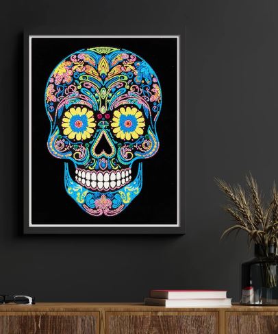 Diamond Painting Neon Totenkopf - Bild 3