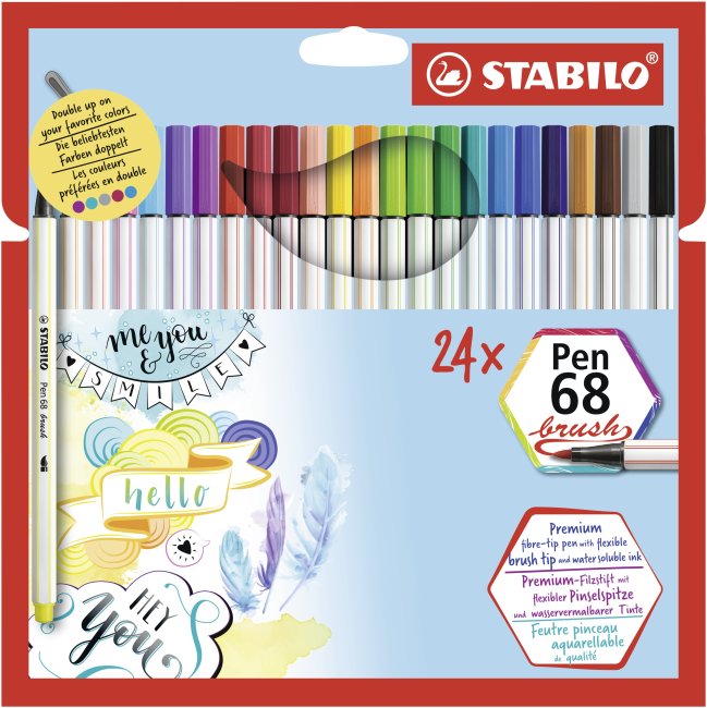 Stabilo pen 68 brush 24er Kartonetui ohne Neon - Bild 1