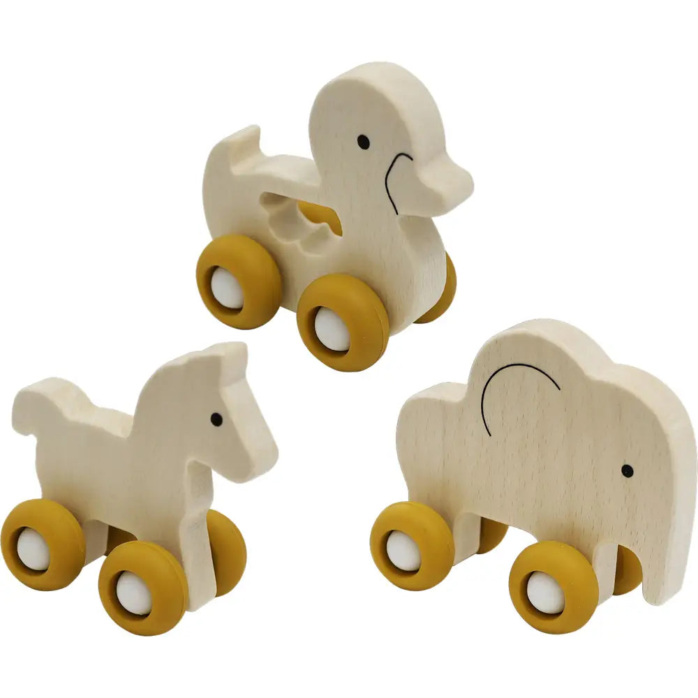 SpielMaus Holz Schiebetier sortiert – Ente, Pferd oder Elefant - Bild 1
