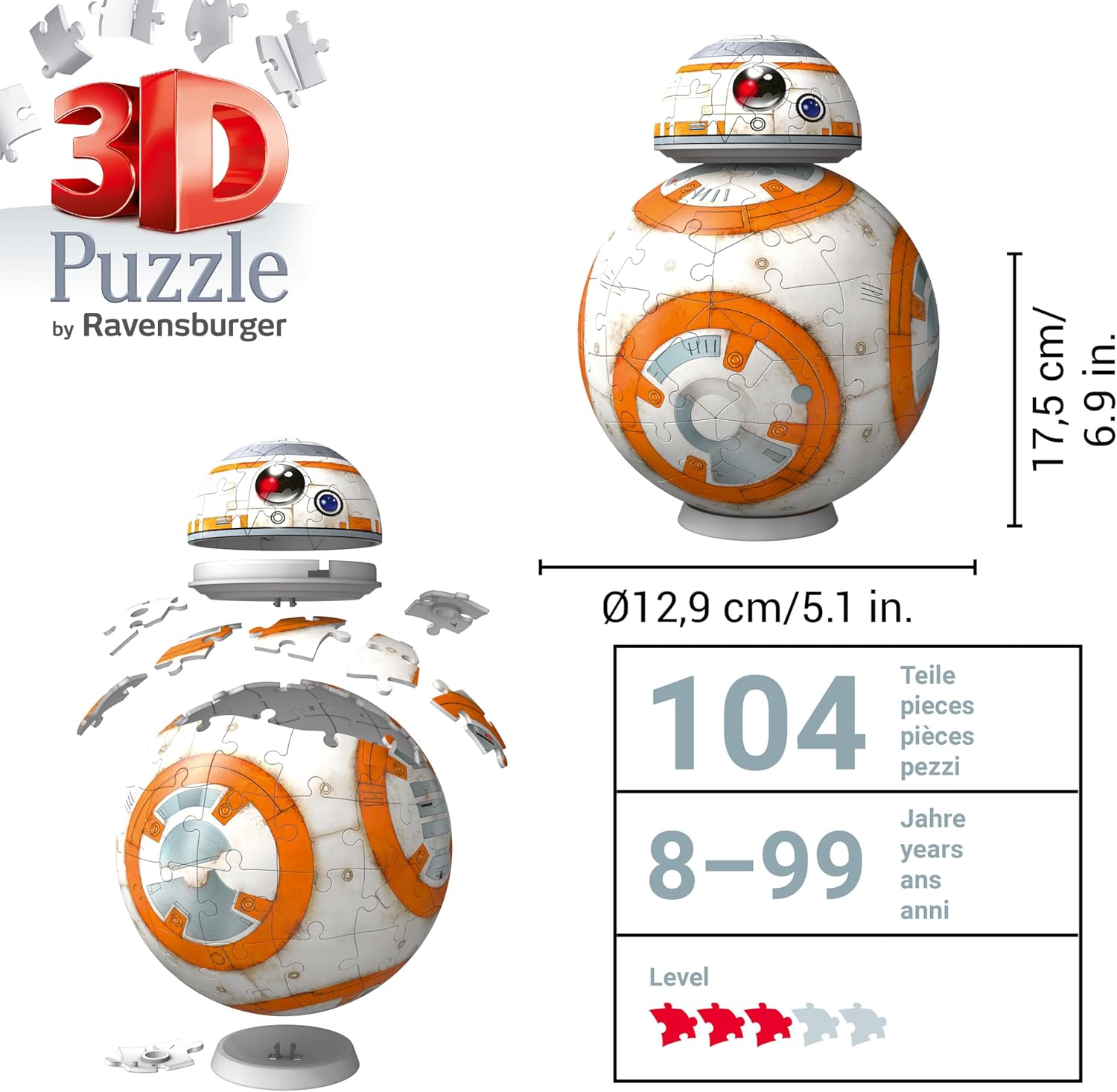 Puzzle 3D Star Wars BB-8 104 Teile - Bild 3