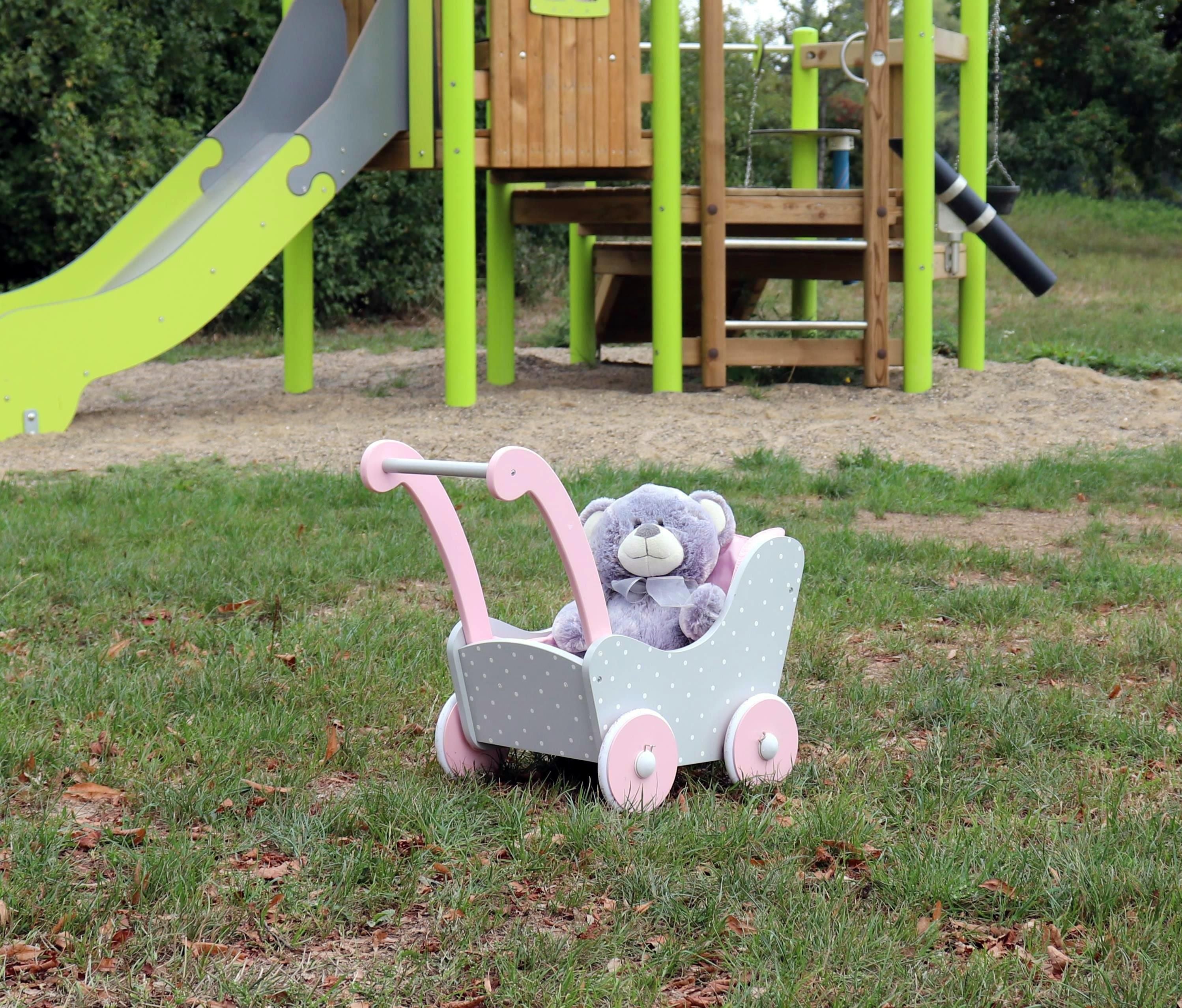 Holz-Puppenwagen Punkte grau / rosa 425.91 - Bild 3