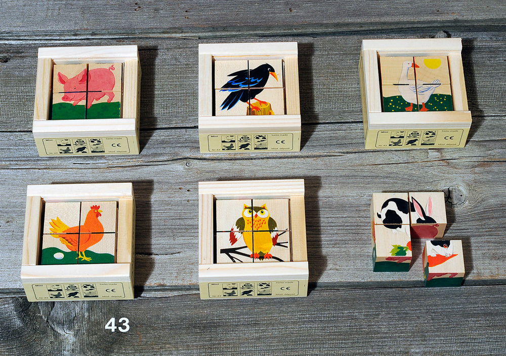Klötzlipuzzle mini 4-teilig Haustiere 25 mm - Bild 1
