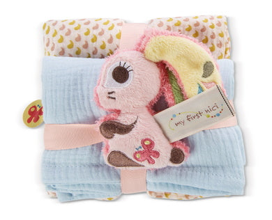 Nici Mulltuch 2er Set mit Greifling Hase Hopsali 10cm - Bild 1
