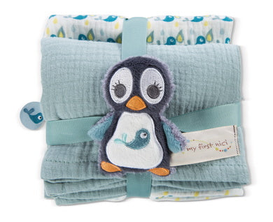 Nici Mulltuch 2er Set mit Greifling Pinguin Watschili 9cm - Bild 1