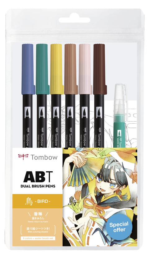 Tombow ABT Dual Brush Pen Etui BIRD -  6er-Set
