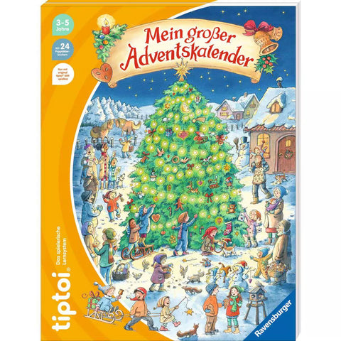 tiptoi Mein grosser Adventskalender 49232, Vorderseite mit Weihnachtsbaum-Wimmelbild