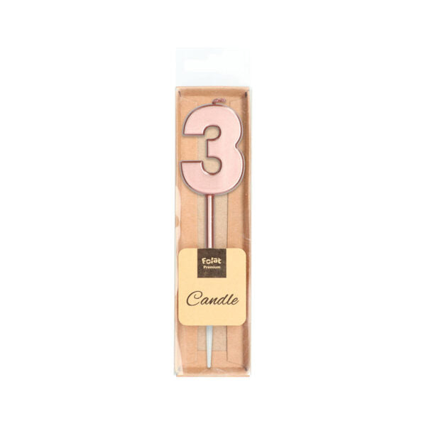 Kerze Zahl 3 metallic roségold - Bild 2