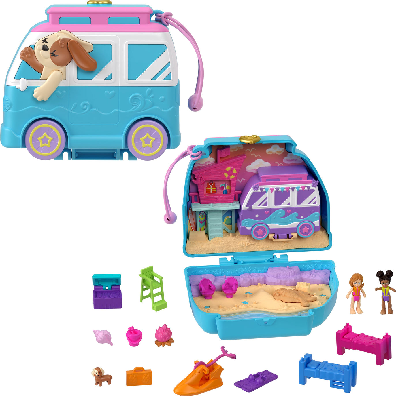 Polly Pocket Bus - Schatulle mit winkenden Hund