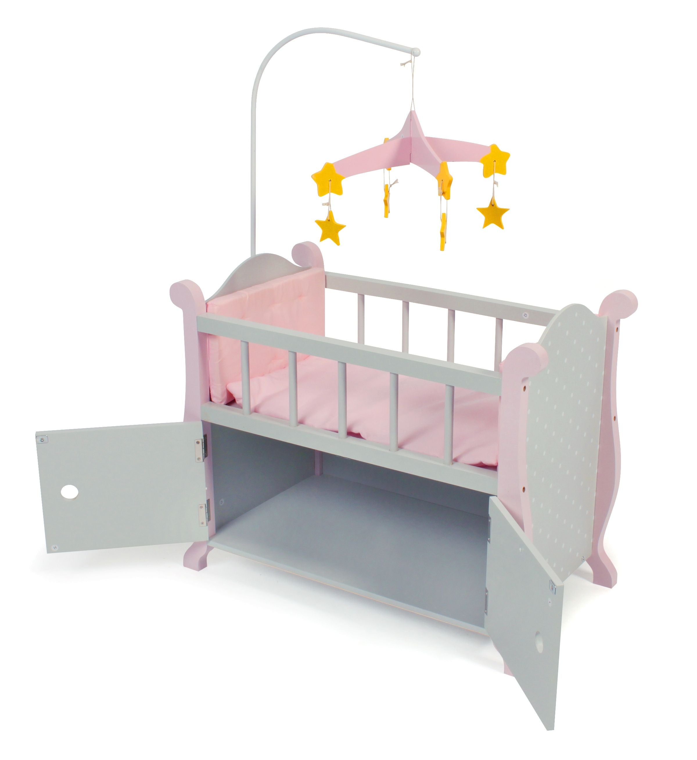 Puppen Bett mit Mobile Punkte grau / rosa 510.91 - Bild 2