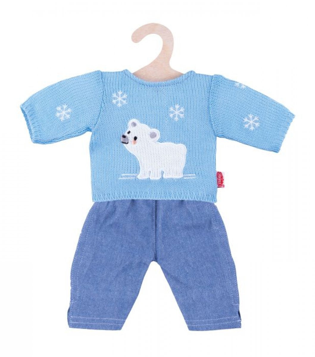 Heless Puppen-Eisbär-Pullover mit Jeans, Gr. 35-45 cm - Bild 1