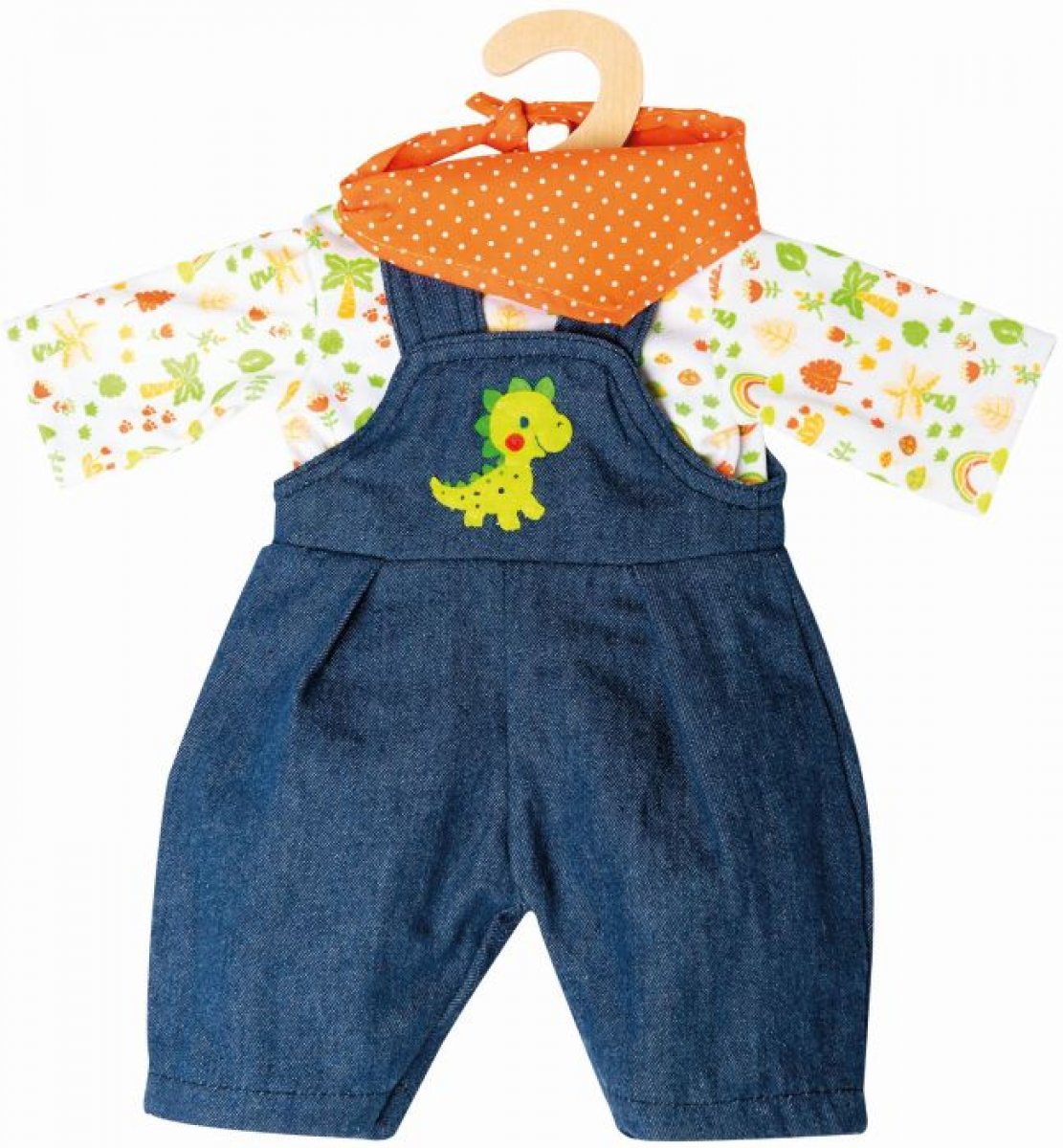 Puppen-Latzhose Dino, 3-teilig, Gr. 35-45 cm - Bild 1