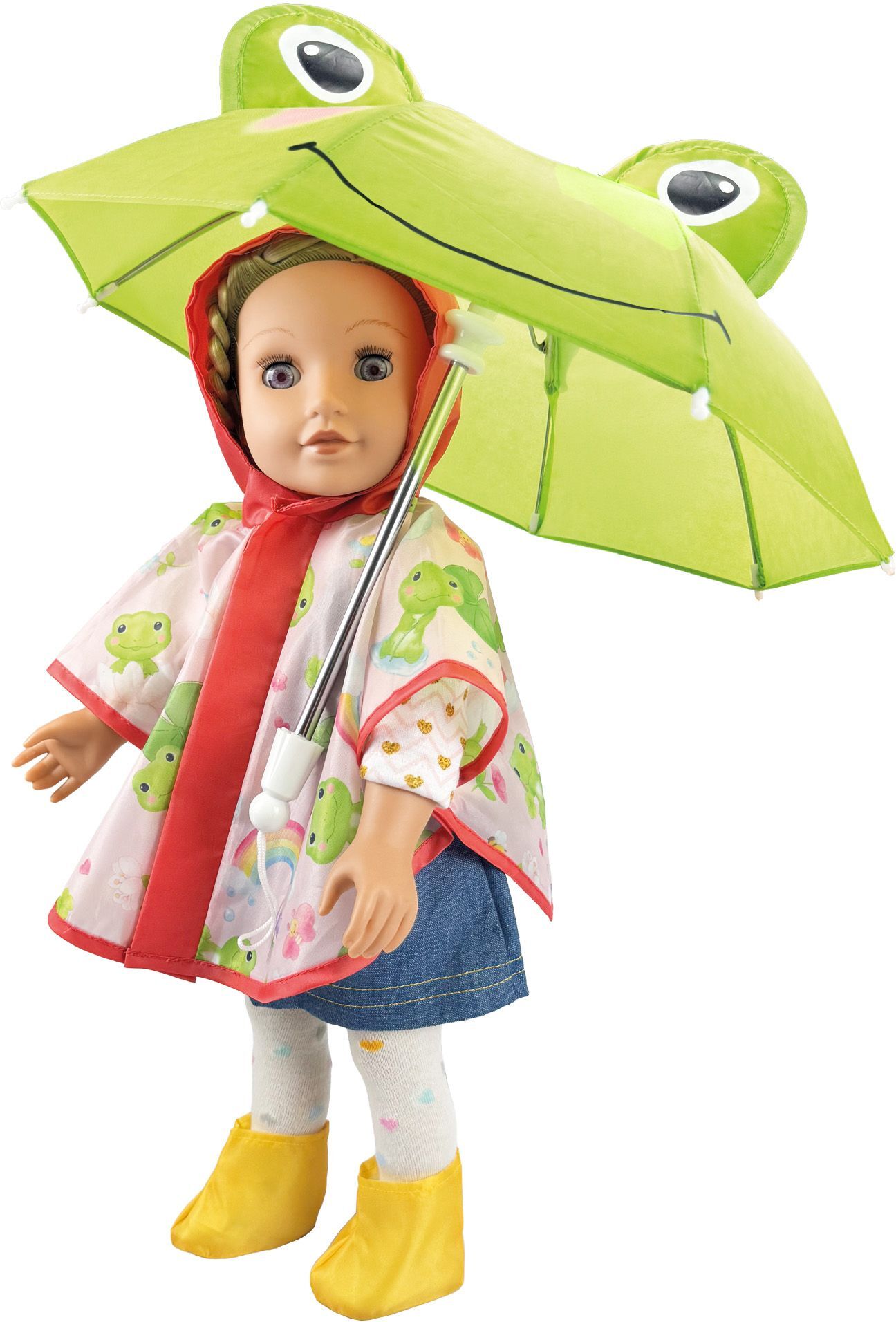 Puppen-Regen-Set ''Froschi Carlo'' mit Regenschirm Gr. 35-45 cm - Bild 3