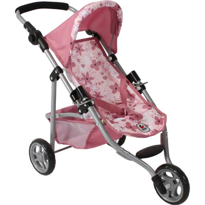Puppen-Joggingbuggy LOLA im Dekor Blume altrose schräg von vorne