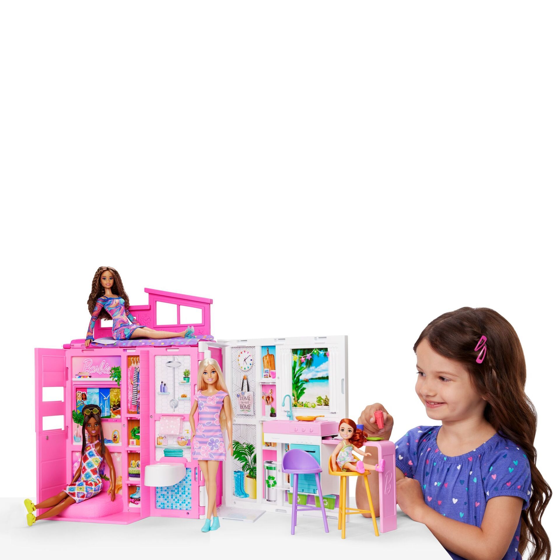 Barbie klappbares Ferienhaus und Puppe - Bild 1
