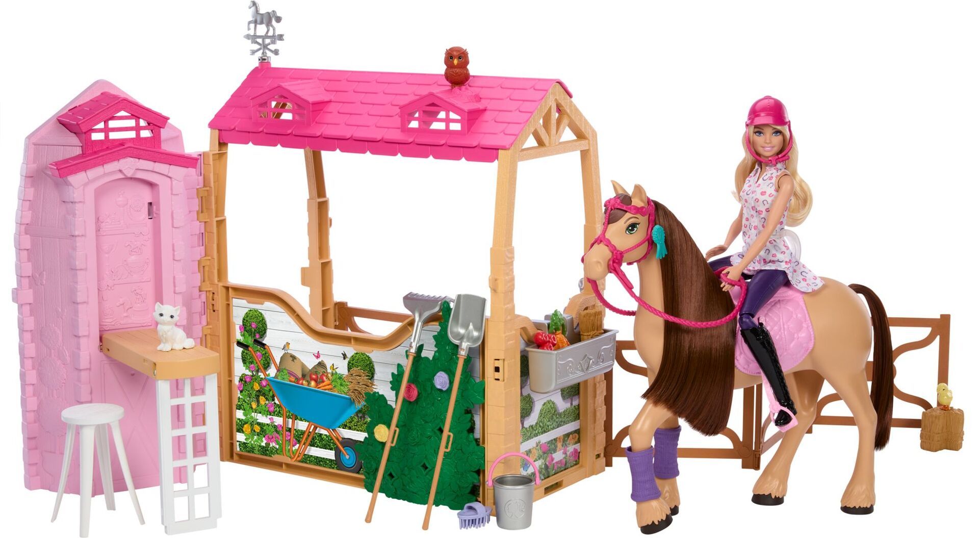 Barbie Stall mit Puppe und Pferd - Bild 1