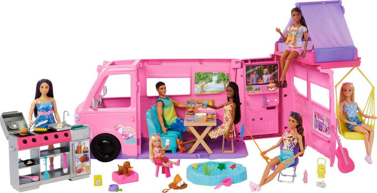 Barbie Super Abenteuer-Camper Spielset mit Dachzelt