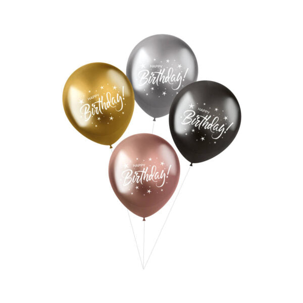 Latexballons Shimmer Happy Birthday 4 Ballone - Bild 1