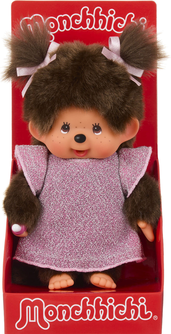 Monchhichi Glitter Dress Pink Girl 20cm