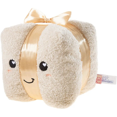 Heunec Kuma Xmas Geschenk aus beigem Frottee mit goldener Schleife und gesticktem Gesicht