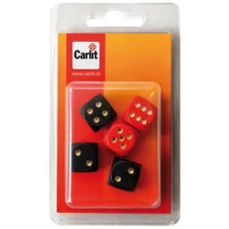 5 Würfel Holz 18 mm rot/schwarz