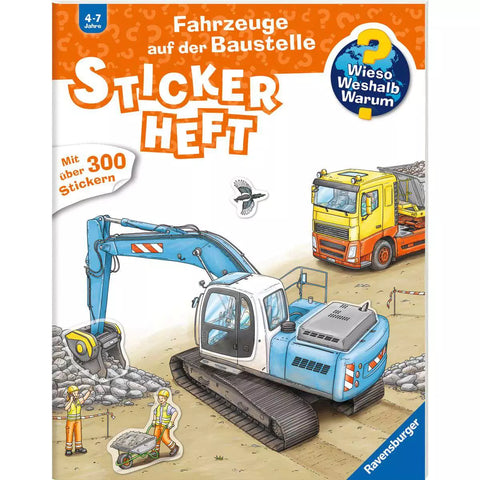 Wieso? Weshalb? Warum? Stickerheft Fahrzeuge auf der Baustelle – Cover mit Bagger