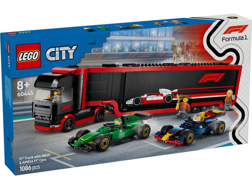 LEGO City F1® Transporter mit RB20 & AMR24 F1® Rennautos 60445