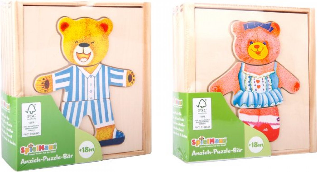 Anzieh-Puzzle Bär aus Holz - Bild 1