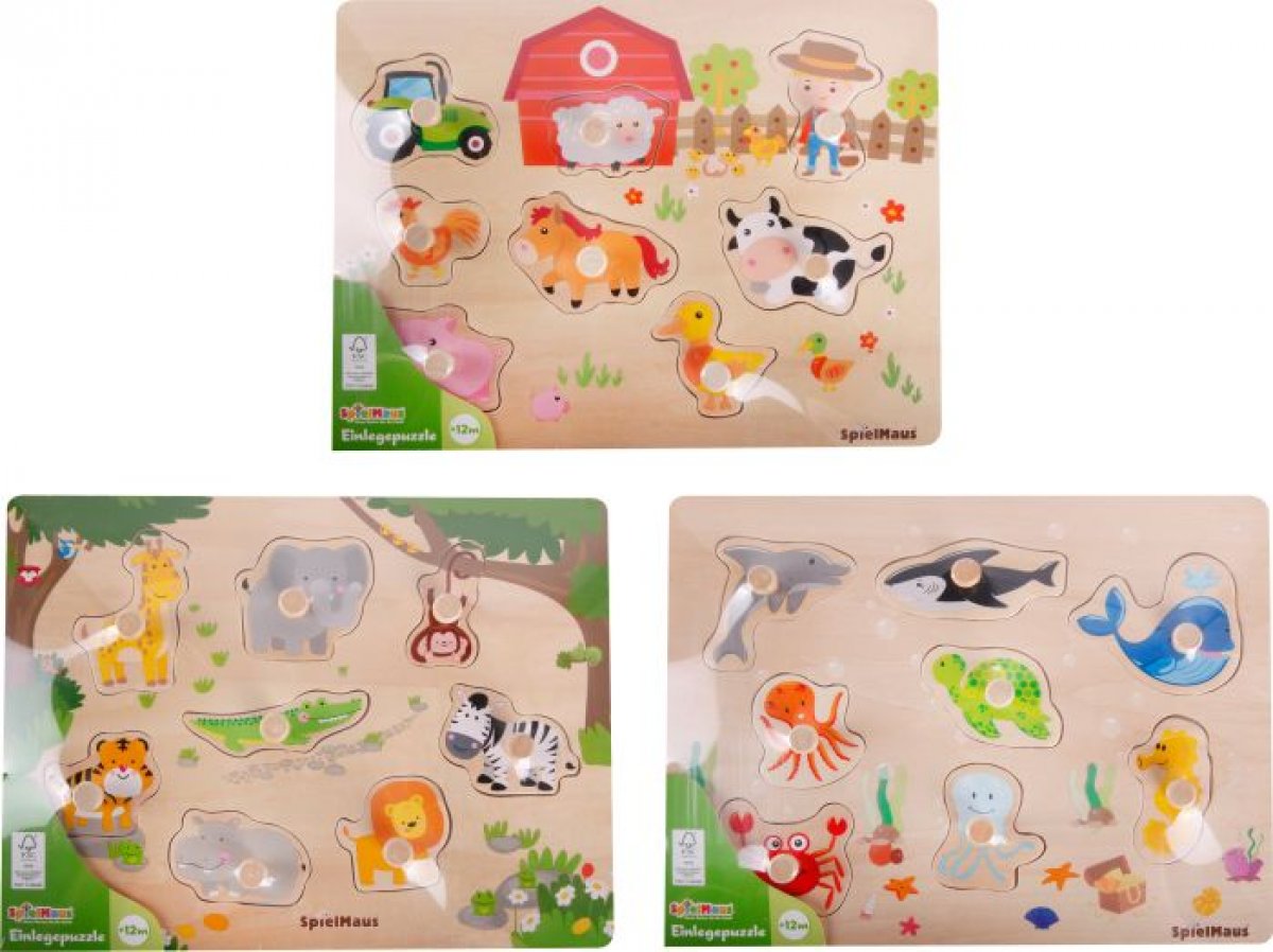 Spielmaus Holz Einlegepuzzle 7-10 Teile - Bild 1