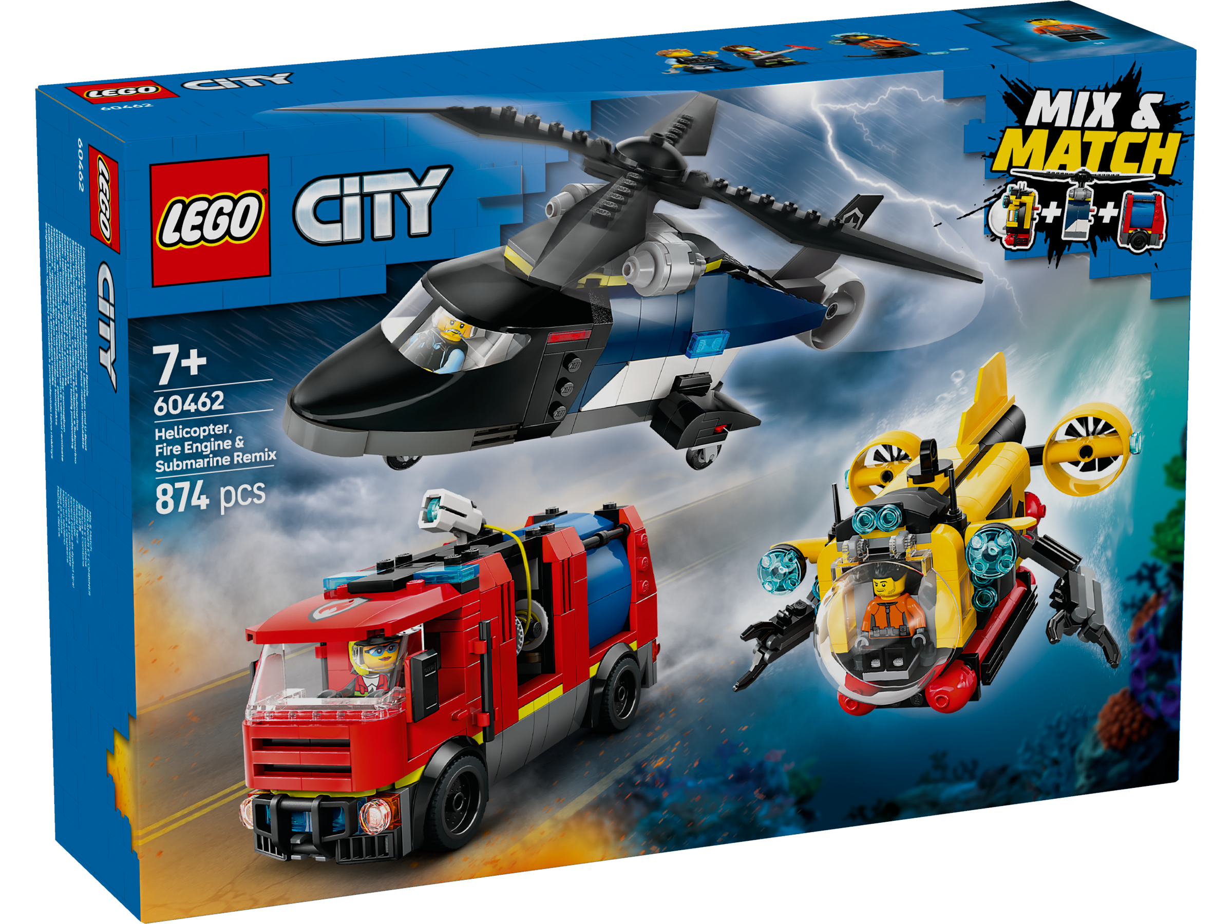 LEGO City Kombinationsset mit Hubschrauber, Löschauto und U-Boot 60462 - Bild 1