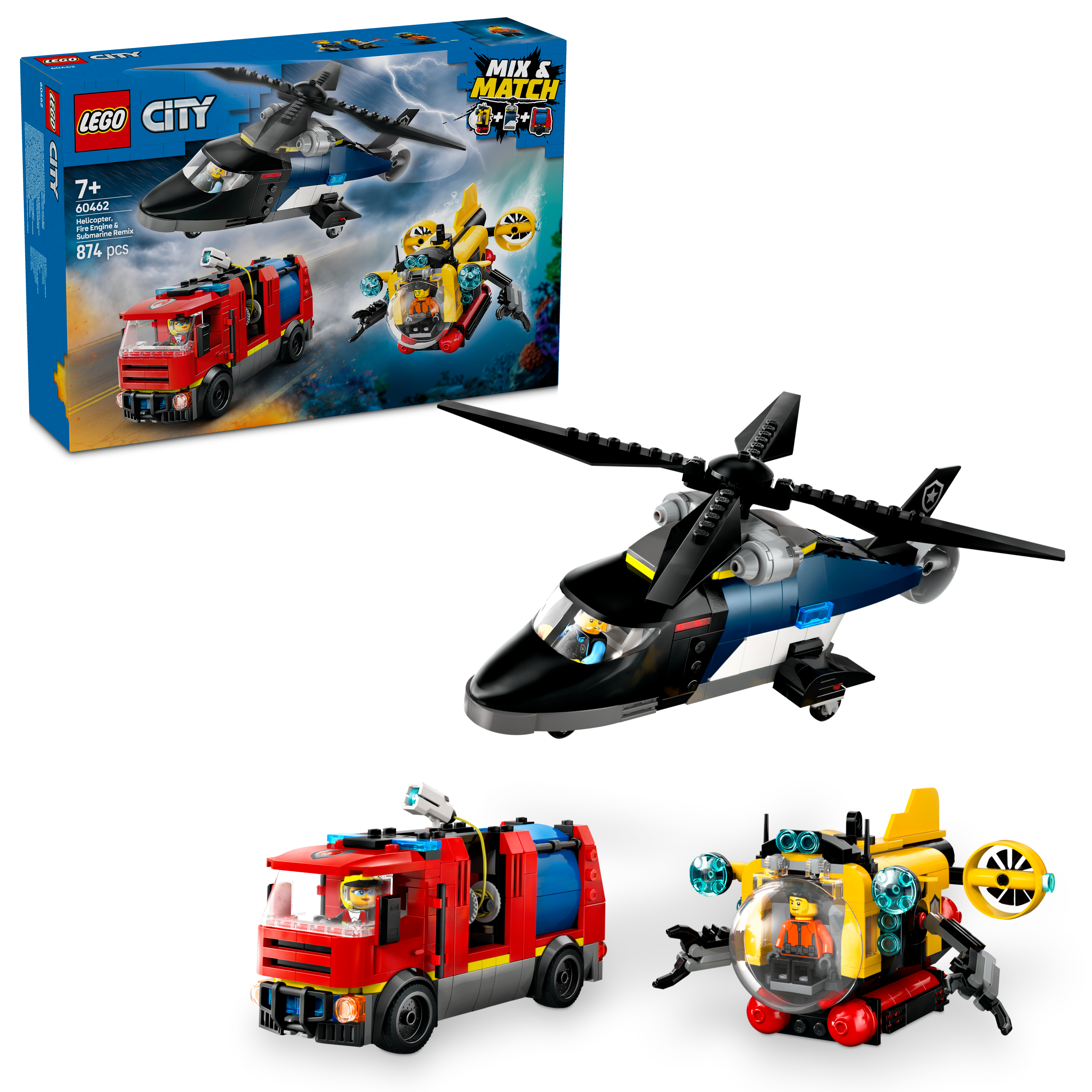 LEGO City Kombinationsset mit Hubschrauber, Löschauto und U-Boot 60462 - Bild 7