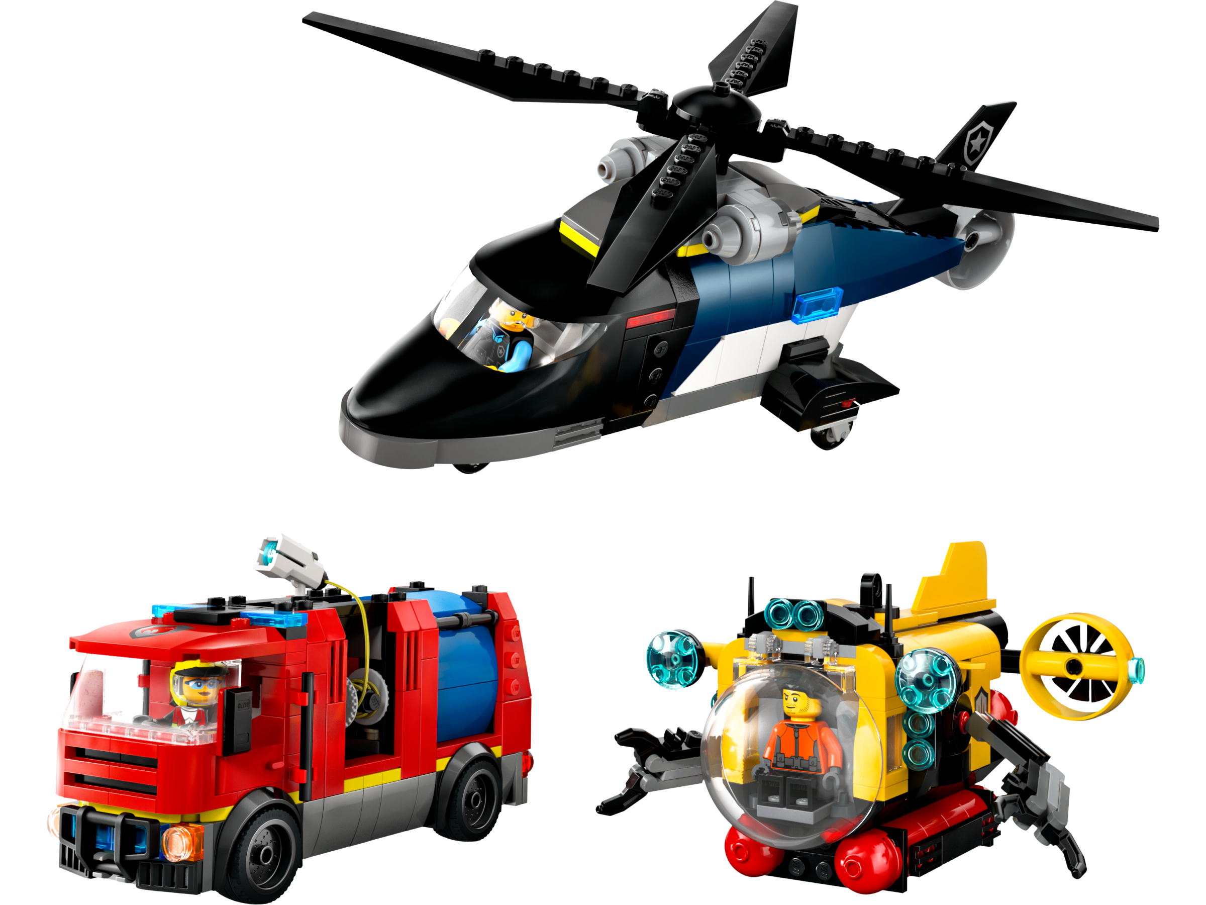 LEGO City Kombinationsset mit Hubschrauber, Löschauto und U-Boot 60462 - Bild 2