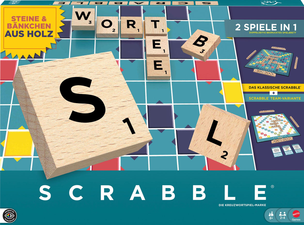 SCRABBLE Original Holz 2 in 1