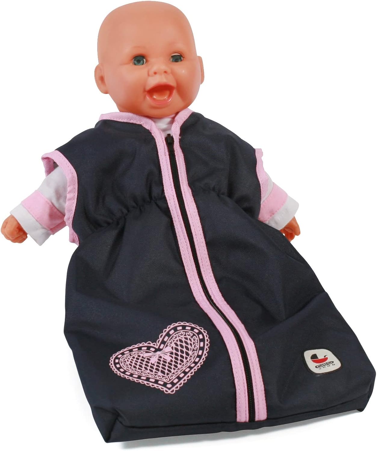 Puppen Schlafsack Melange Navy blau - pink - Bild 2