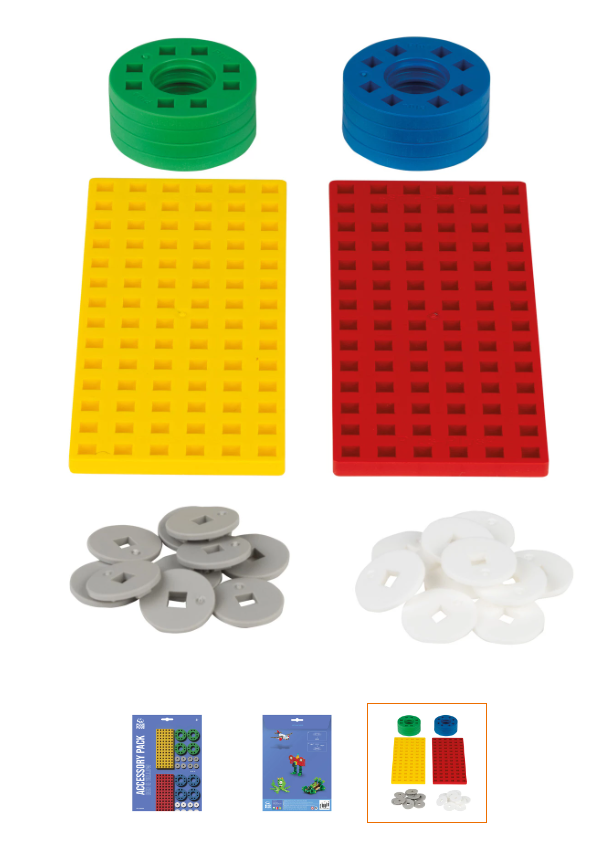 Plus Plus Zubehörset mit Räder rot / gelb - Bild 3