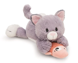 Nici Katze grau und Fisch 30cm liegend
