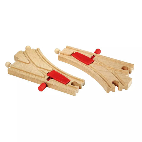BRIO Mechanisches Weichenpaar 33344 aus Holz mit roten Hebeln