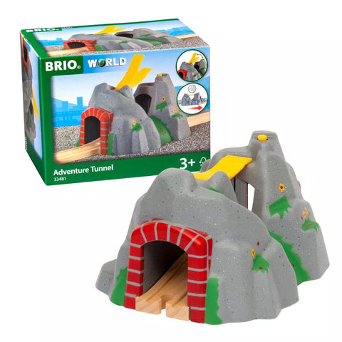 BRIO Magischer Tunnel 33481 als grauer Felsentunnel vor der Verpackung