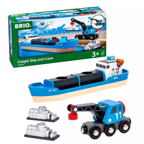 BRIO Containerschiff 33534 mit Kranwagen und Fracht vor der Verpackung