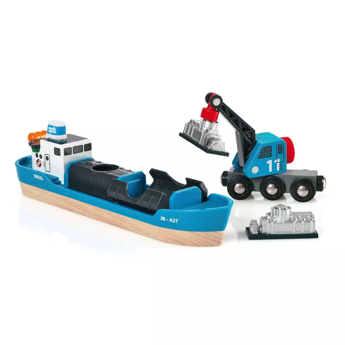 Brio Containerschiff mit Kranwagen 33534 - Bild 2