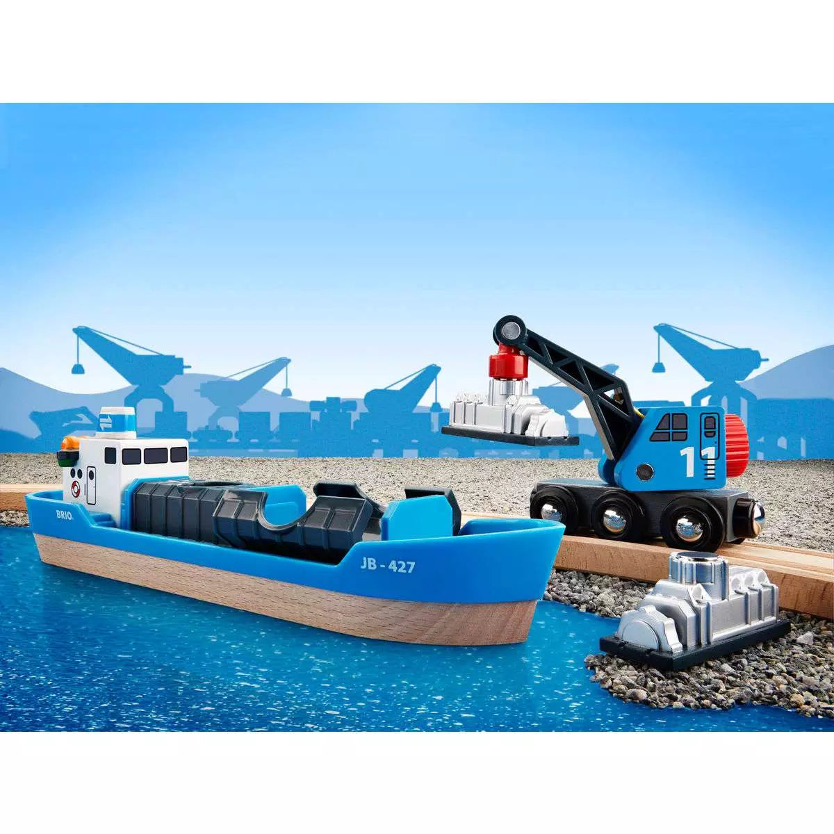 Brio Containerschiff mit Kranwagen 33534 - Bild 6